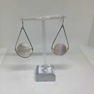 Silver Tone Sea Shell Dangle Earrings for pierced ears